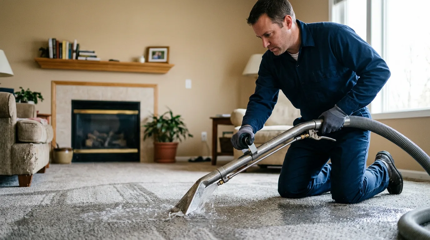 Water damage restoration technician working near Plumville, PA